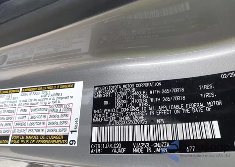 2025 Lexus Gx 550 Overtrail+ from USA, damaged, VIN JTJTBCDXXS5039925